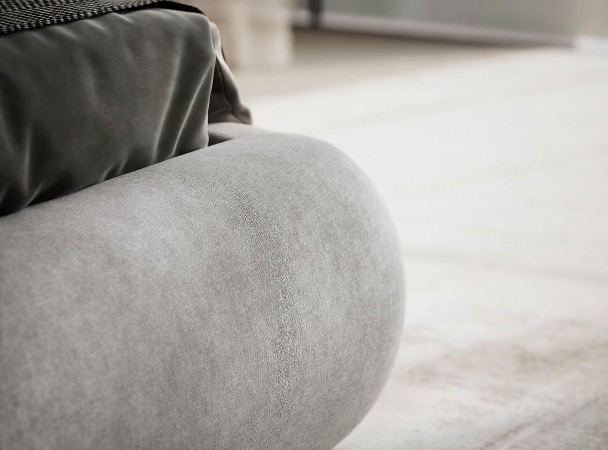 POLSTERBETT Maumere Beige Grau 180/200 cm im Chenille-Stoff - Greige/Schwarz, Holz/Holzwerkstoff (180/200cm) - Maison de Reve