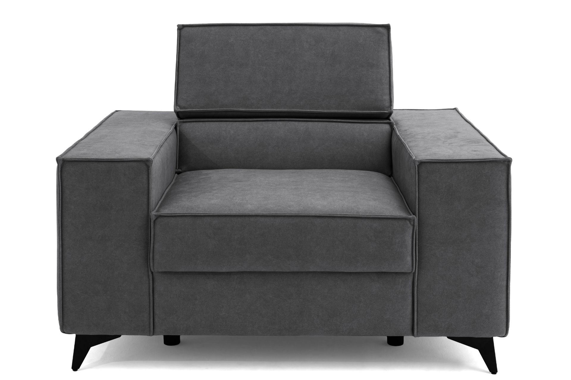 SESSEL PURE mit verstellbare Kopfstütze Velours Grau - Schwarz/Grau, Holz/Textil (174/94/99cm) - Muffo