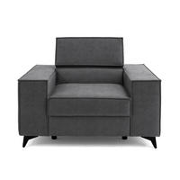 SESSEL PURE mit verstellbare Kopfstütze Velours Grau - Schwarz/Grau, Holz/Textil (174/94/99cm) - Muffo