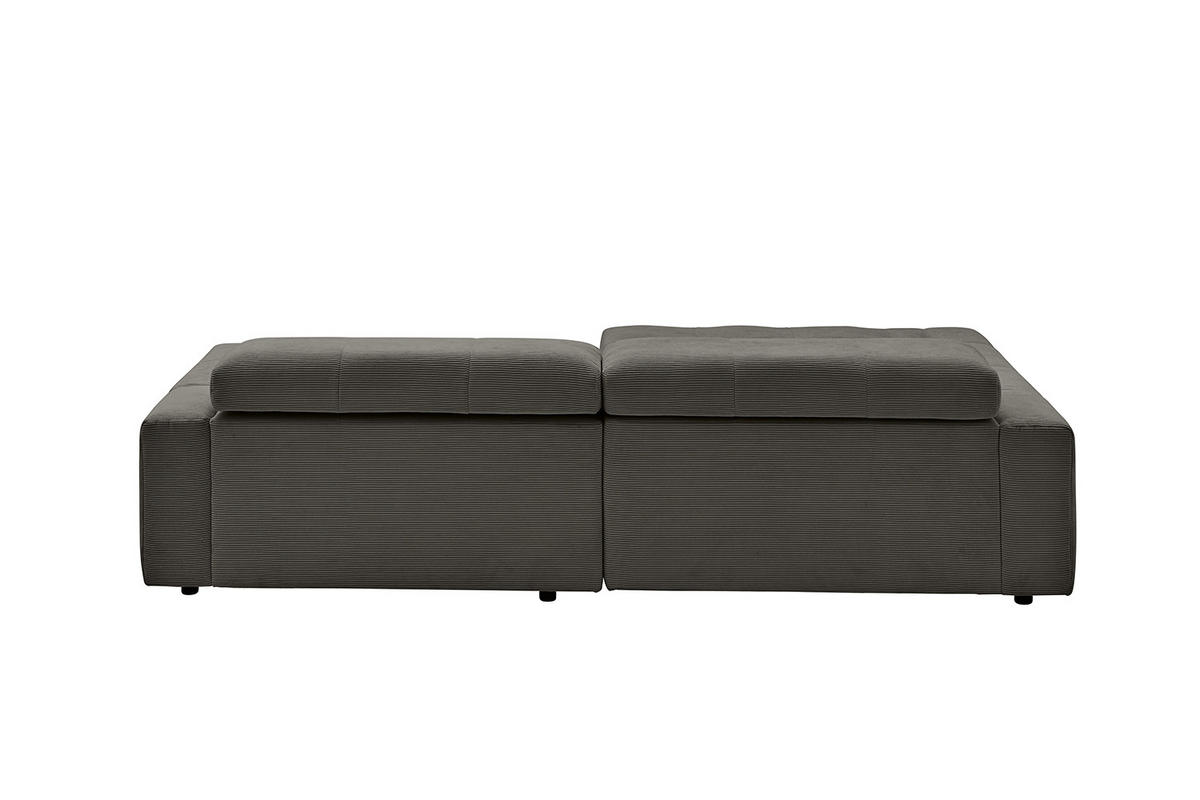 ECKSOFA MIT MOTORISCHEM SITZVORZUG RENO Anthrazit Cord - Anthrazit/Schwarz, Kunststoff/Textil (258/217cm) - KAWOLA