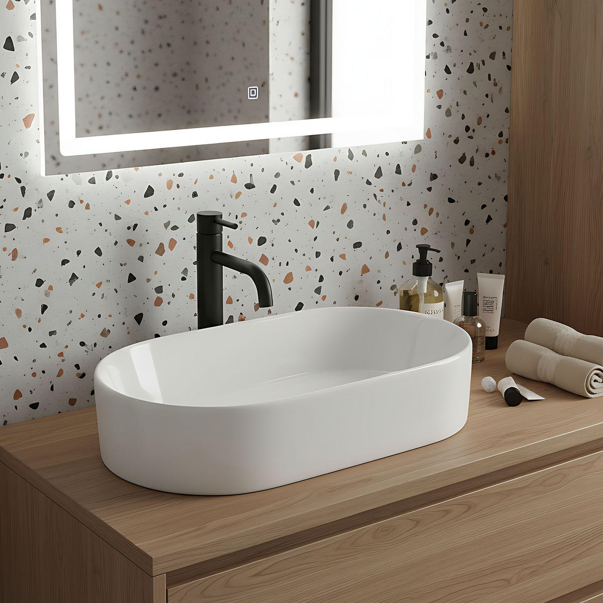 AUFSATZWASCHBECKEN Rea Layla 50 - Weiß, Keramik (30/11.5/53cm) - REA