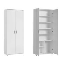 MEHRZWECKSCHRANK mit 2 Türen & 6 Einlegeböden in weiß - Weiß, Holzwerkstoff (35/184/75cm) - Home Collective
