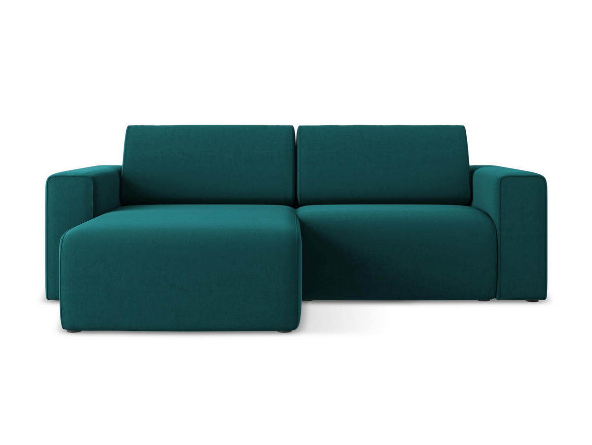 ECKSOFA Links Samt Stoff Blau - Blau/Petrol, Kunststoff/Textil (167/224cm) - Makamii