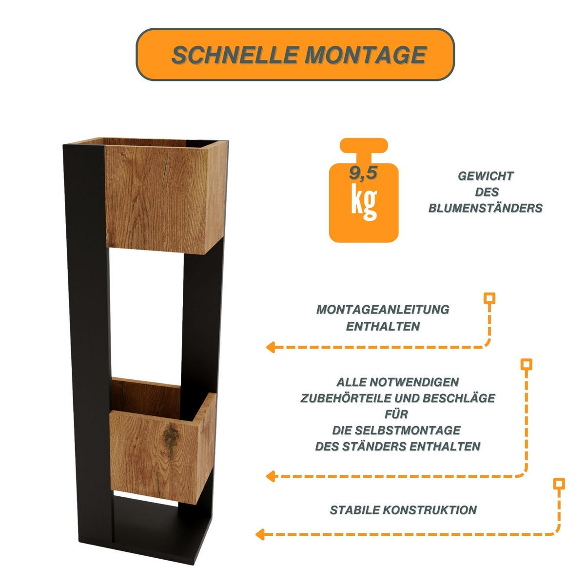 BLUMENSTÄNDER Duo - Nussbaumfarben, Holzwerkstoff (23/98/29cm) - RAUMHIRSCH FURNITURE