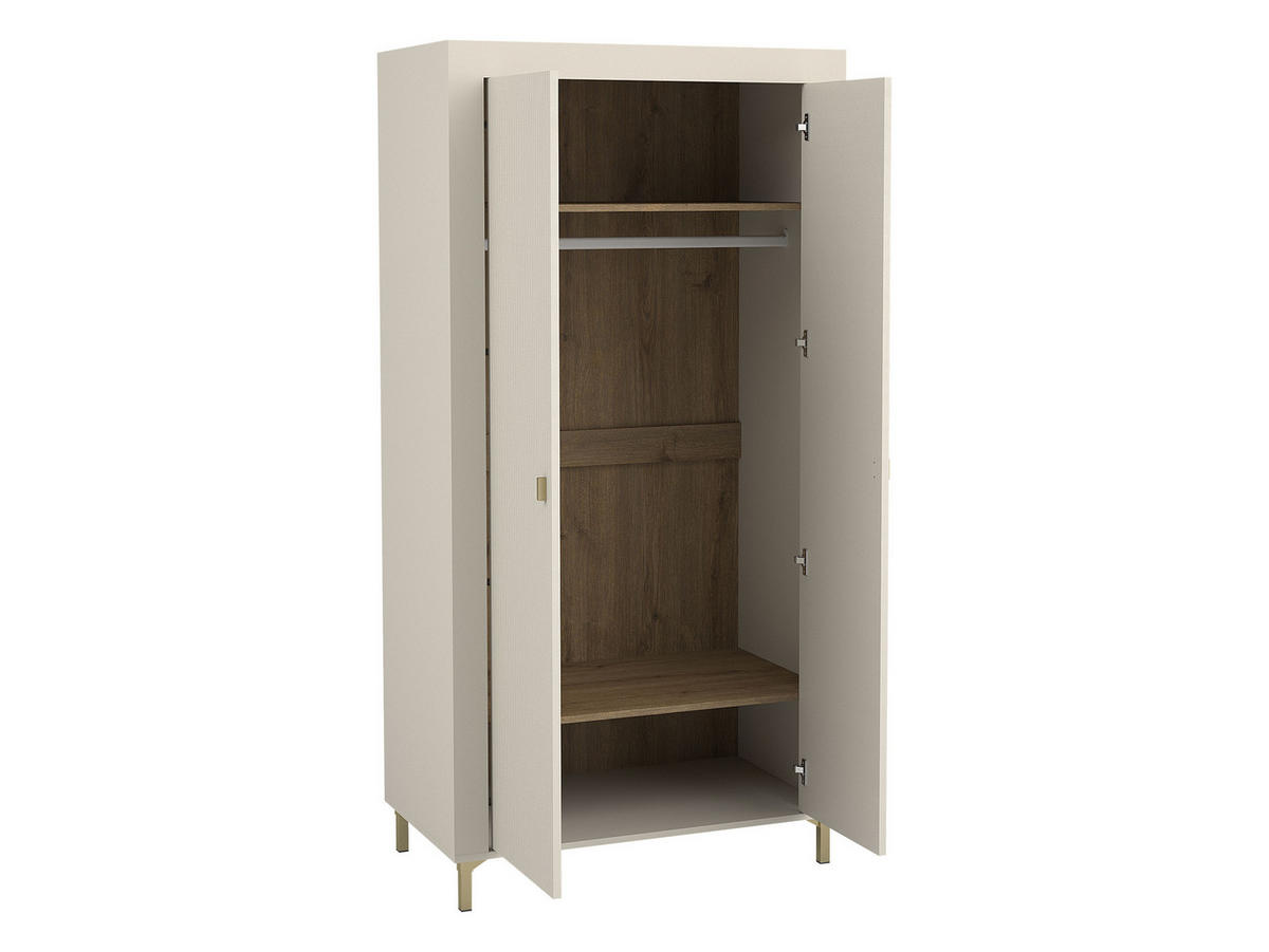 KLEIDERSCHRANK Mossa 2D MO01 - Kaschmir/Goldfarben, Holzwerkstoff/Kunststoff (97/194/56cm) - MIRJAN24