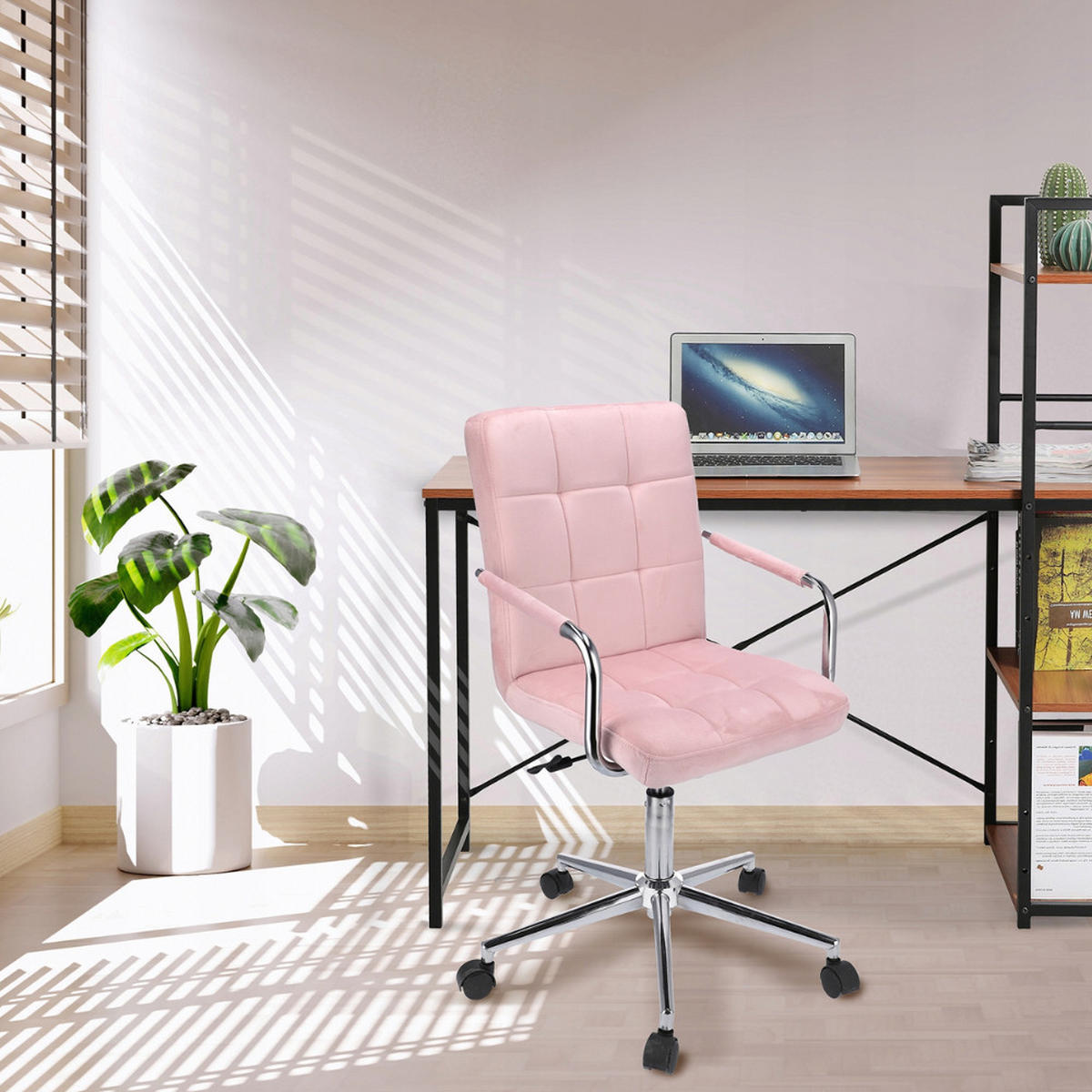 DREHSTUHL Quatro - rosa - Chromfarben/Pink, Textil/Metall (70/99/60cm) - JuMi