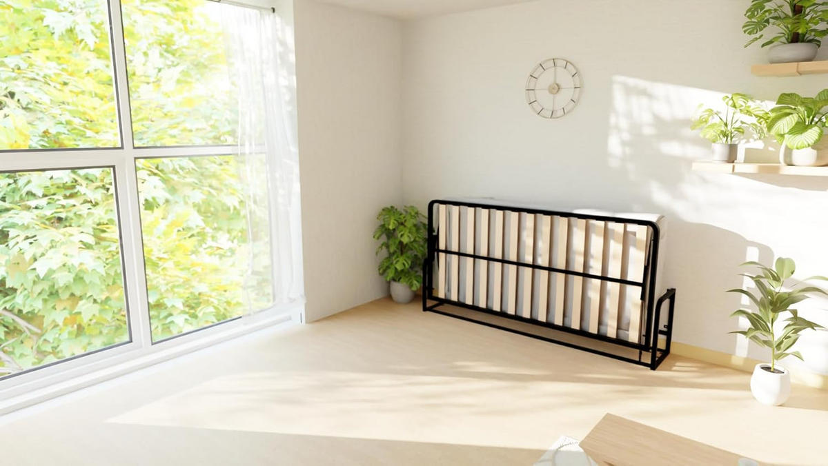 WANDBETT Murphy Classik 200x90 Horizontal, mit Gasdruckfeder-Mechanismus - Graphitfarben/Schwarz, Metall (200/90cm) - WallBedKing