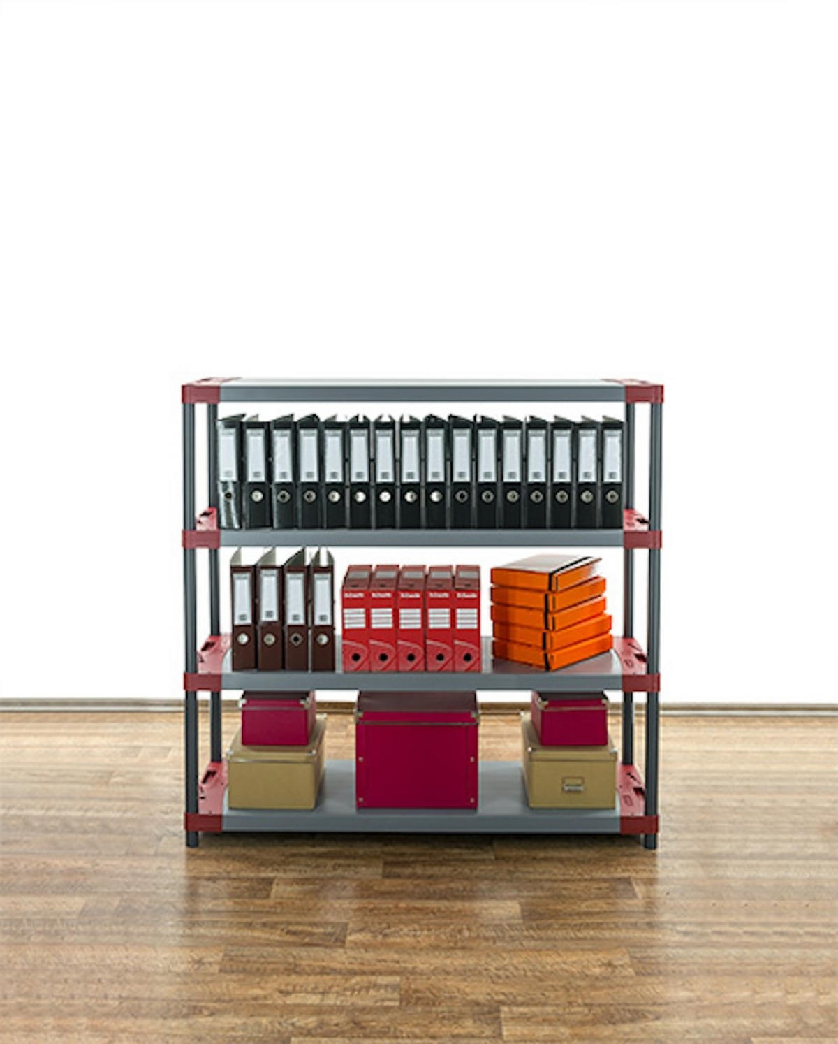 KUNSTSTOFFREGAL GREY BEAR Low 138x140x46cm Fachlast 70kg Grau-Rot - Rot, Kunststoff (140/138/46cm) - PROREGAL
