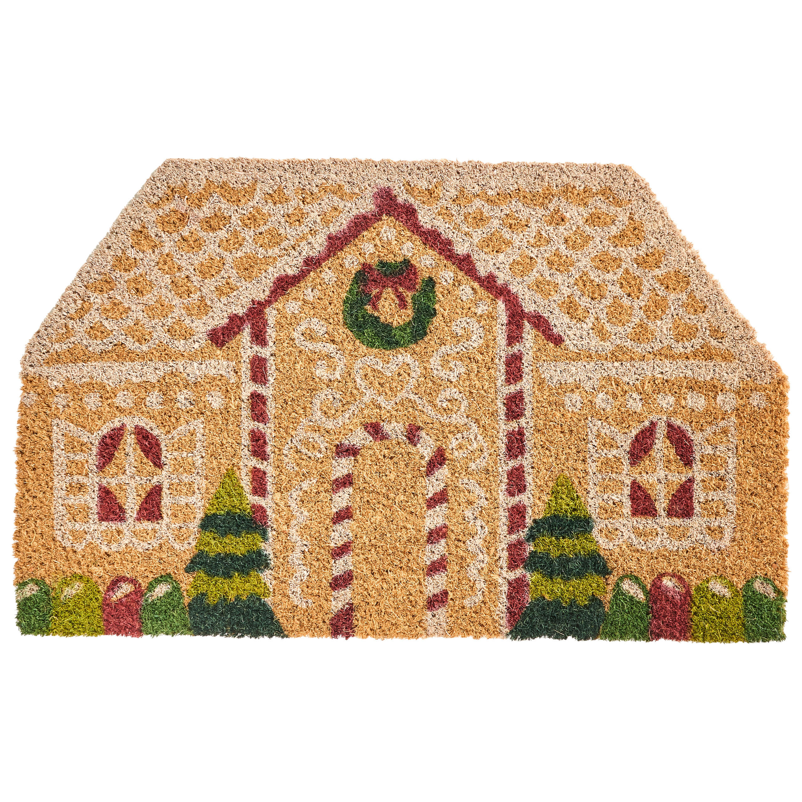 FUSSMATTE Naturfarben 50/80 cm Weihnachtsmotiv Kokosfasern Selatna - Naturfarben, Textil (50/80cm) - Beliani