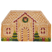 FUSSMATTE Naturfarben 50/80 cm Weihnachtsmotiv Kokosfasern Selatna - Naturfarben, Textil (50/80cm) - Beliani