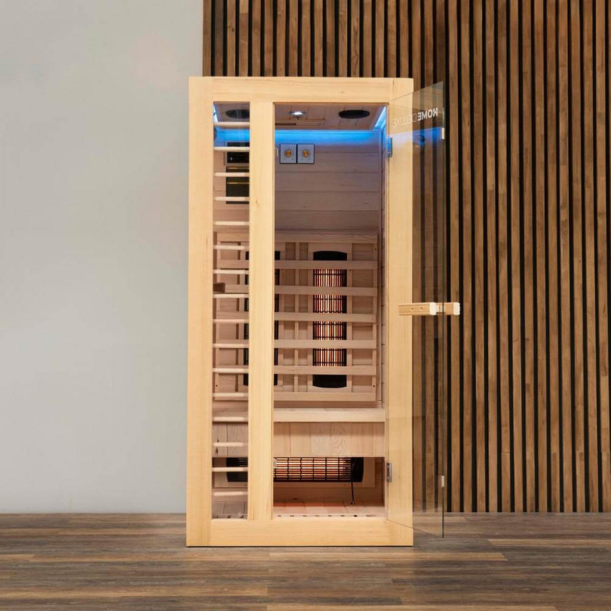 INFRAROTKABINE REDSUN DELUXE S - 90 x 90 cm für 1 Person - Braun, Holz (90/190/90cm) - Home Deluxe