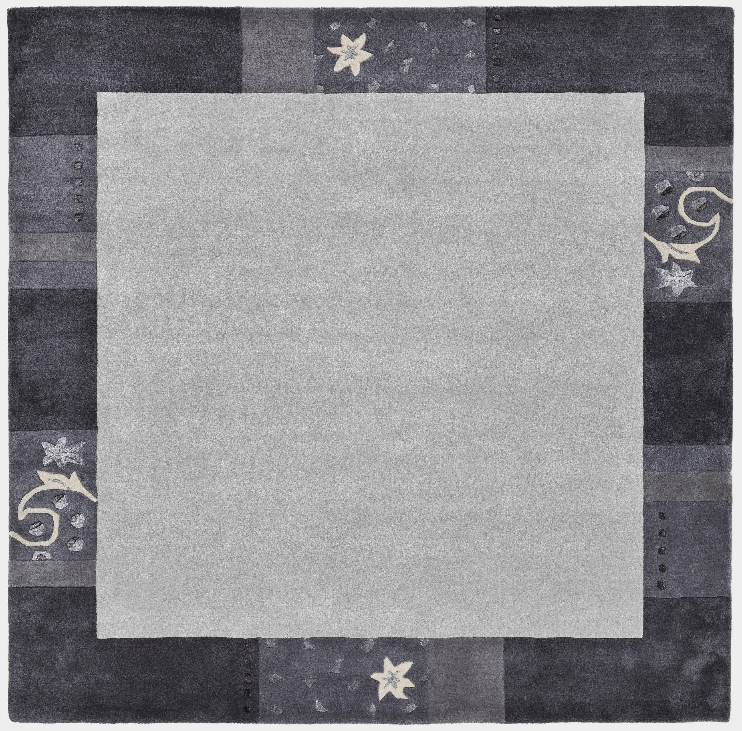 HANDTUFTTEPPICH Royal Ganges 200x200 cm - Silberfarben, Textil (200/200cm) - THEKO