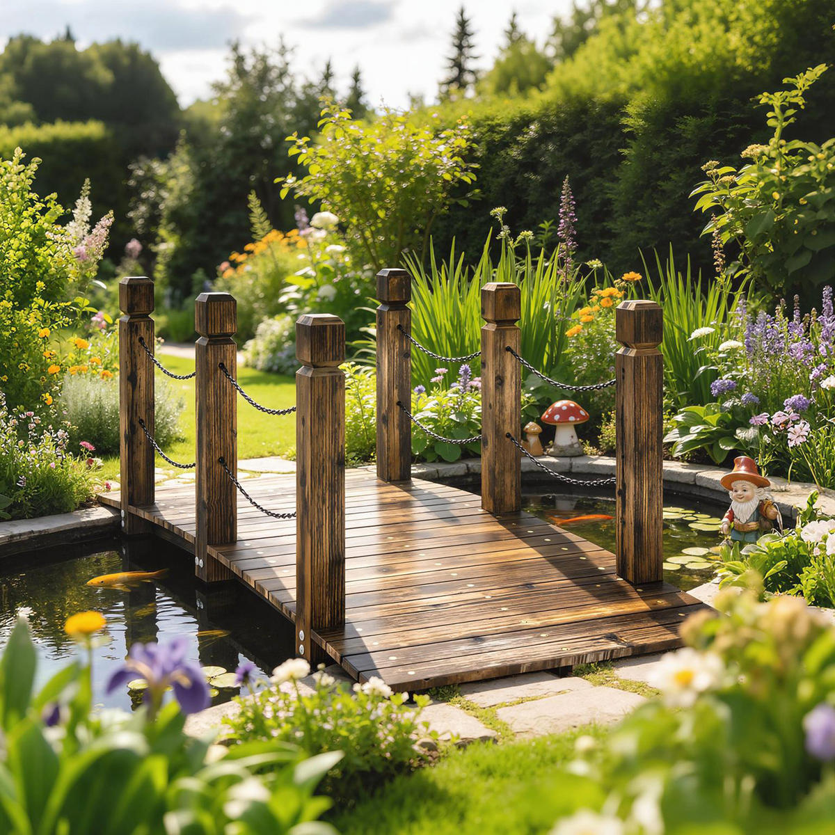GARTENBRÜCKE,HOLZBRÜCKE 1,51m,karbonisiert - Schwarz, Holz (151/68/54.5cm) - Vallsero