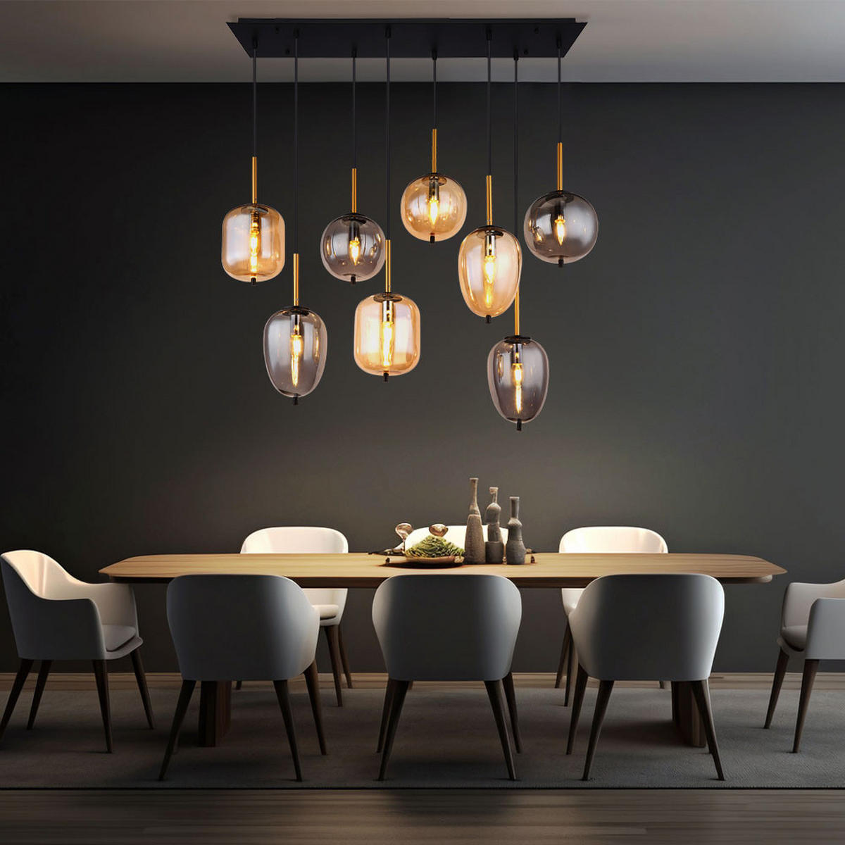 ZÁVĚSNÉ SVÍTIDLO, 102,5/34/120 cm  - černá/barvy mosazi, Basics, kov/sklo (102,5/34/120cm)