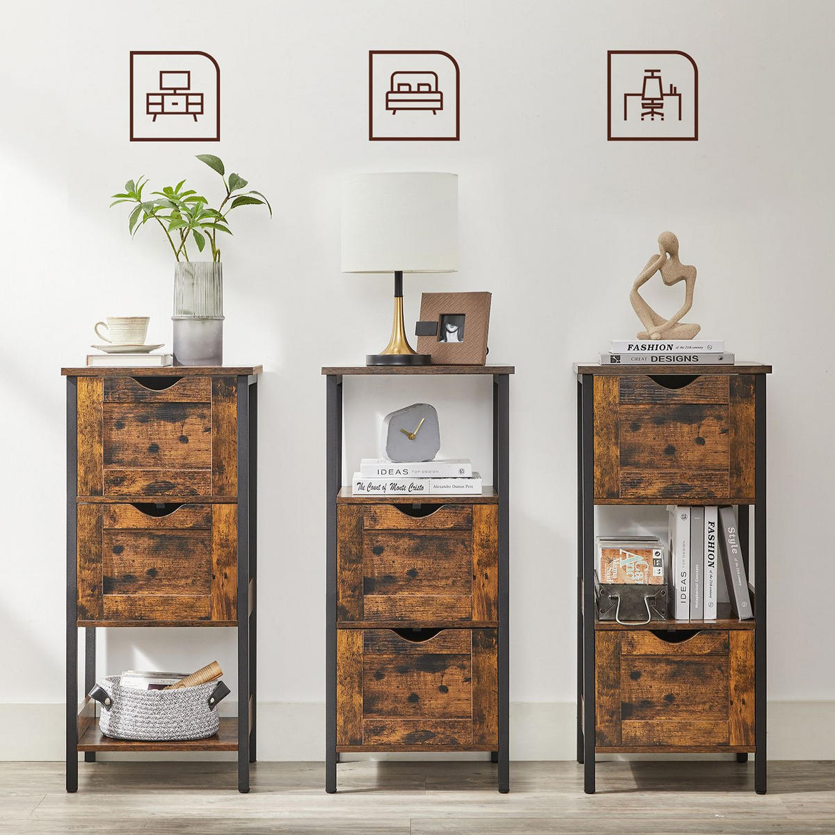 BADEZIMMERREGAL STANDREGAL - Braun, Holzwerkstoff (30/80/37cm) - Hansiro