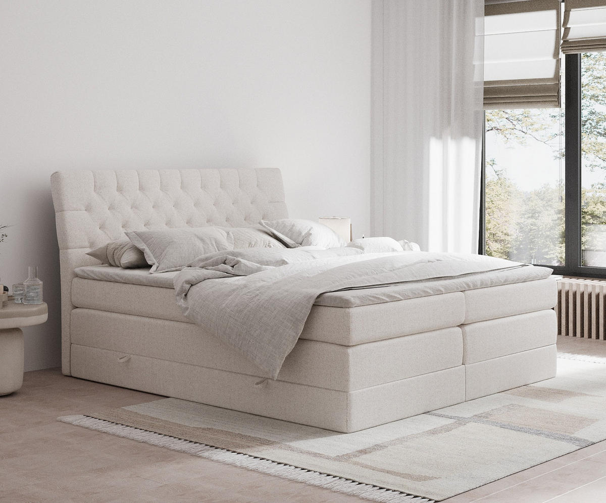 BOXSPRINGBETT Seraphine Beige 200/200 cm - Beige/Schwarz, Holz/Holzwerkstoff (200/200cm) - Maison de Reve