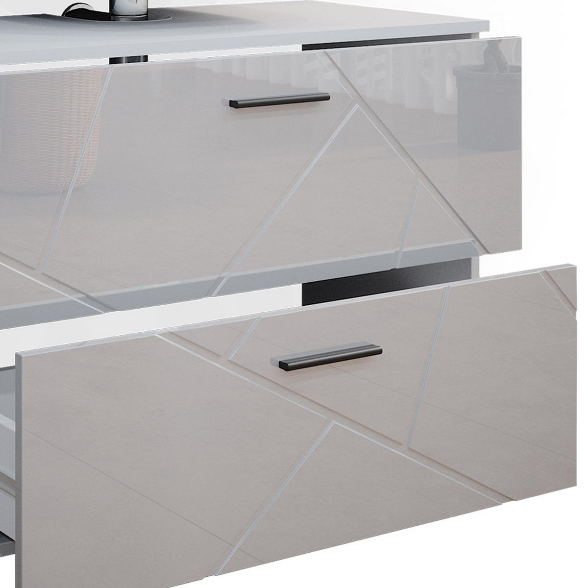 BADMÖBEL-SET Irma Weiß Hochglanz 4 Teile mit Schubladenschrank und Midischrank - Weiß Hochglanz/Weiß, Holzwerkstoff (80/58/41cm) - Vicco