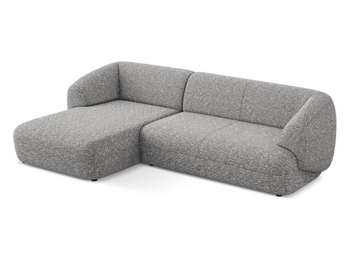 ECKSOFA links Strukturstoff Stoff Grau - Hellgrau/Schwarz, Kunststoff/Textil (156/280cm) - Makamii