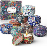 DUFTKERZEN 9er Set Sojawachs Retro-Design - Multicolor, Paraffin (4cm)