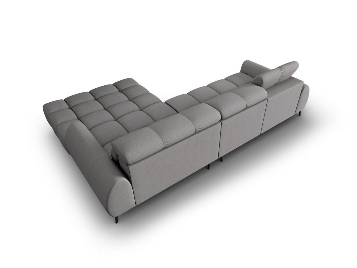 ELEKTRISCHES-ECKSOFA rechts Alyse aus strukturiertem Stoff hellgrau 5 Sitzplätze - Hellgrau, Textil (188/295cm) - Micadoni