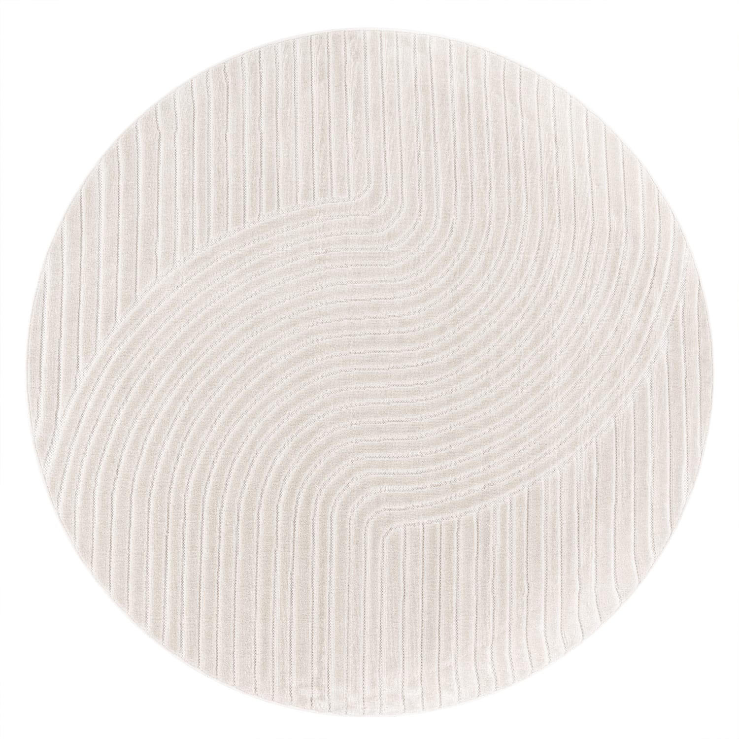 TEPPICH Kurzflor Struktur Wohnzimmer schmutzabweisend Creme Rund 200D - Creme, Textil (200/200cm) - KADIMA DESIGN