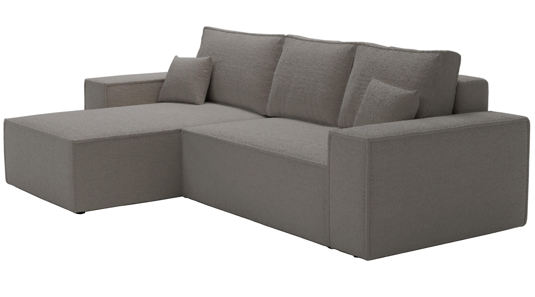 ECKSOFA Bouclé 280 cm Bergamo L mit Bettkasten, Schlaffunktion, Links - Dunkelgrau - Dunkelgrau, Holz (277/189cm) - Emporius