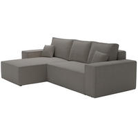 ECKSOFA Bouclé 280 cm Bergamo L mit Bettkasten, Schlaffunktion, Links - Dunkelgrau - Dunkelgrau, Holz (277/189cm) - Emporius