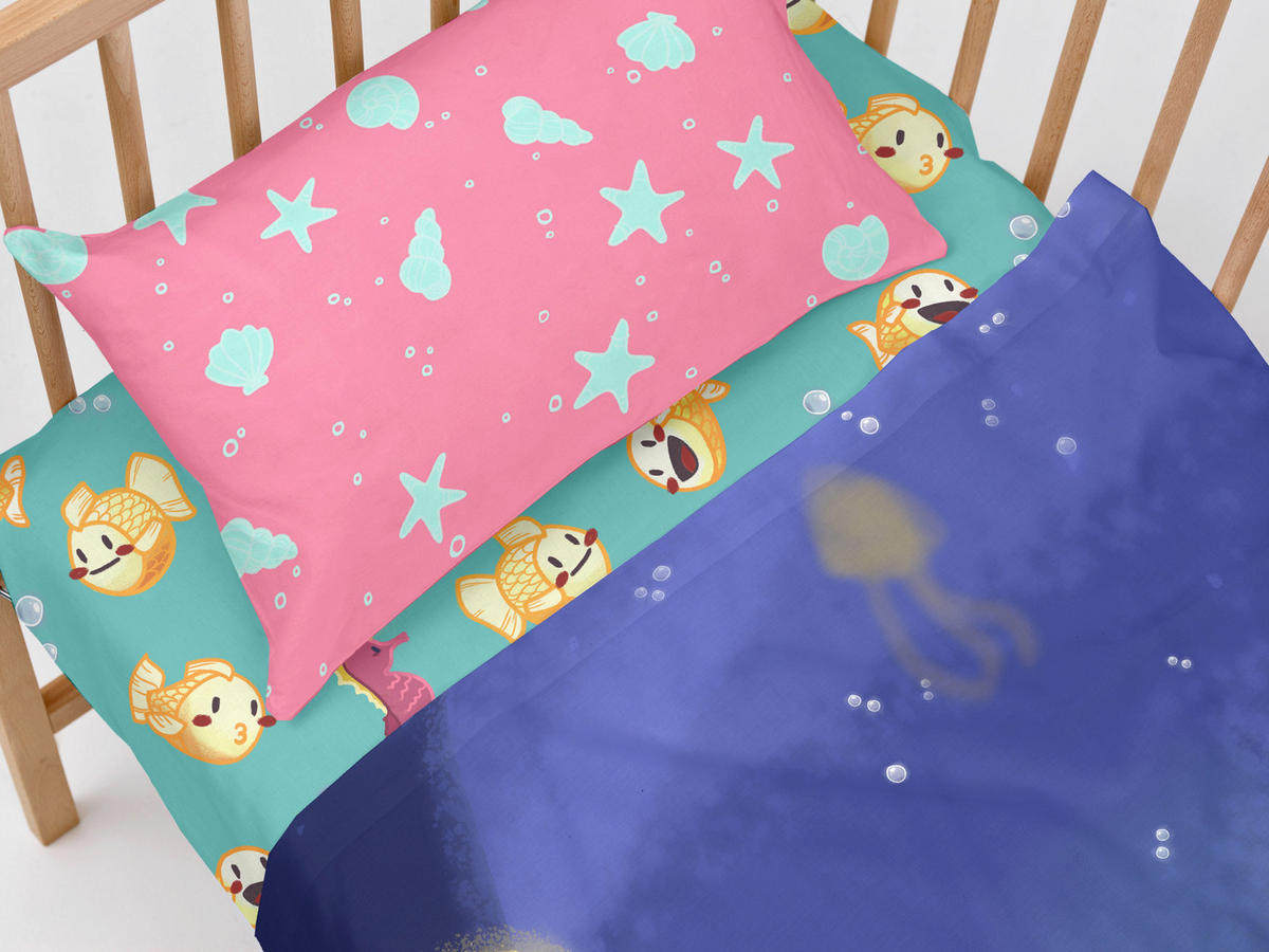 BETTWÄSCHE 2er-Set teiliges happy mermaid 120x180 cm (kinderbett) mehrfarbig - Multicolor, Textil (120/180cm) - Happy Friday