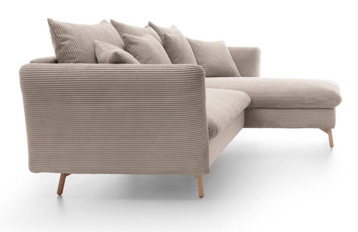 ECKSOFA Savona L-Form 260 cm, Cordstoff, Rechts, Beige - Beige, Holz (167/258cm) - Emporius