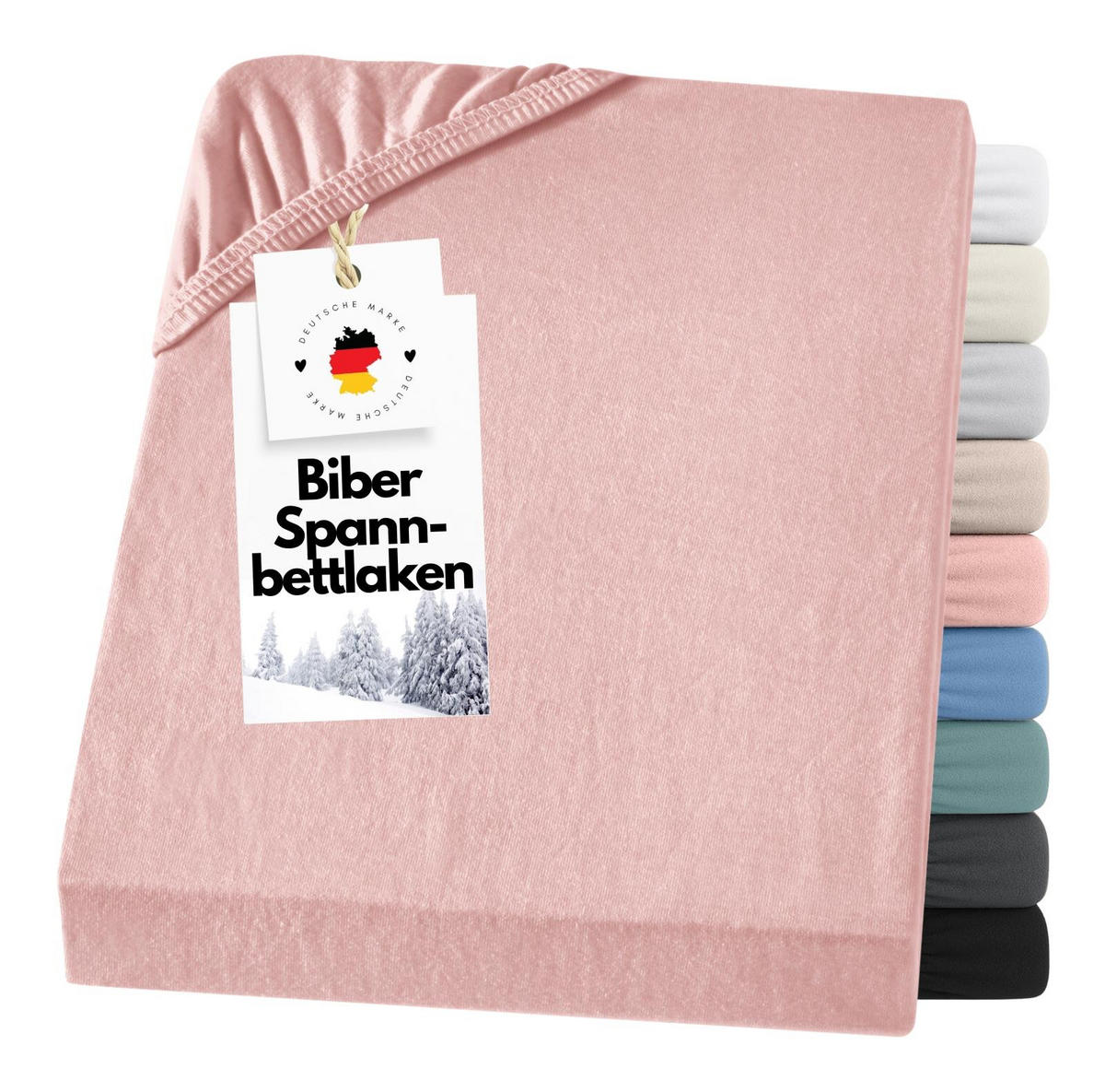 BIBER-SPANNBETTLAKEN 200x200 Warme Winter Flanell Bettlaken aus 100% Baumwolle, Spannbetttuch Laken Uni Rosa - Made in Germany - Altrosa, Textil (200/200cm) - Carpe Sonno