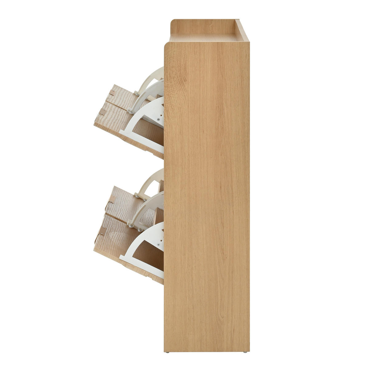 SCHUHSCHRANK 4 Klappfächer 3D Front Ablage platzsparend modern - Naturfarben, Holzwerkstoff (105/90/24cm) - FLIEKS