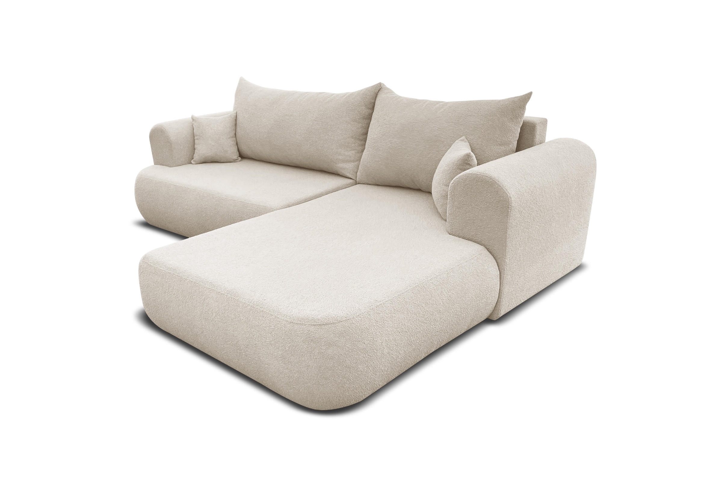 ECKSOFA BRAVO 280/180 in Bouclé Creme rechts - Creme, Holz/Holzwerkstoff (280/180cm) - Deine Möbel 24