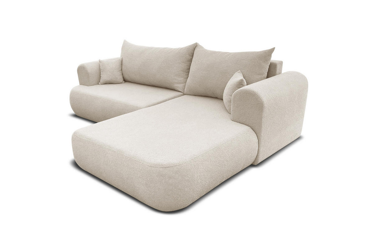 ECKSOFA BRAVO 280/180 in Bouclé Creme rechts - Creme, Holz/Holzwerkstoff (280/180cm) - Deine Möbel 24