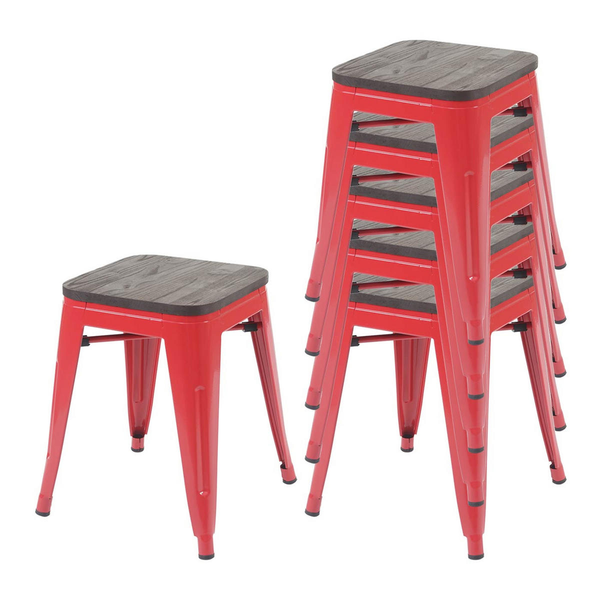 HOCKER HOLZ-SITZFLÄCHE Rot - Rot, Holz (39/45/39cm) - MCW