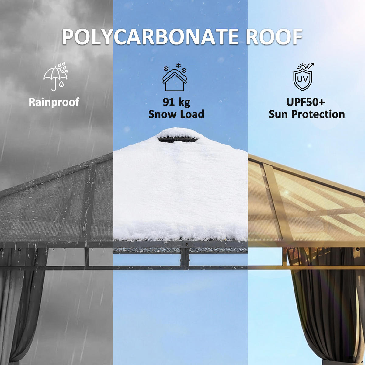 PAVILLON Metall Polycarbonat Dunkelgrau - Dunkelgrau, Textil/Metall (302/267/302cm) - Outsunny