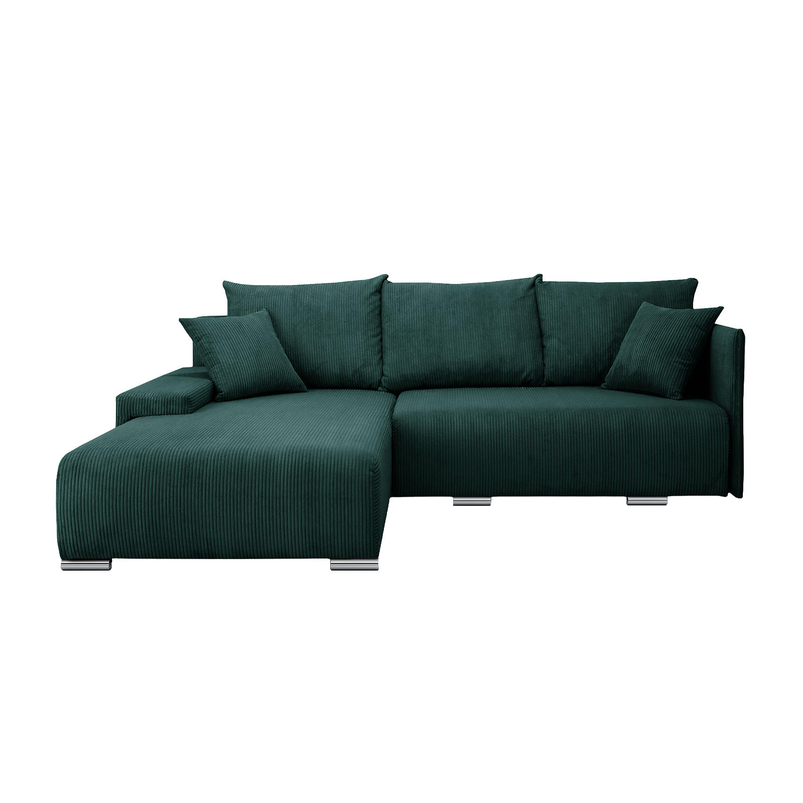 ROHOVÁ SEDAČKA TRAWANGA L s funkcí spaní, Zelená - zelená barva, textil (246/188cm) - Fedve