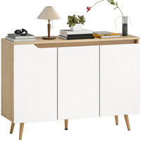 SIDEBOARD DE-11301 3 Türen, verstellbare Böden Weiß/Eiche - Eichefarben, Holzwerkstoff (107/76.5/35cm) - ComfortXL