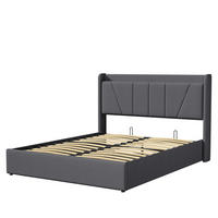 POLSTERBETT 160x200 cm Bettkasten USB Leinen grau - Grau, Holz (160/200cm) - LEBENLANG