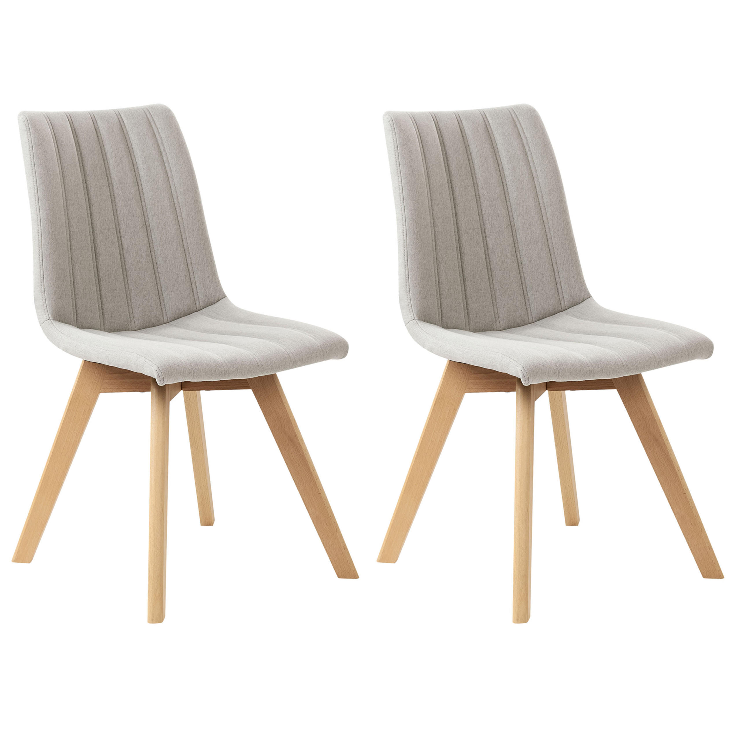 ESSZIMMERSTUHL 2er-Set Hellgrau Calgary - Hellgrau/Braun, Textil (48/86/56cm) - Beliani