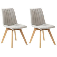 ESSZIMMERSTUHL 2er-Set Hellgrau Calgary - Hellgrau/Braun, Textil (48/86/56cm) - Beliani