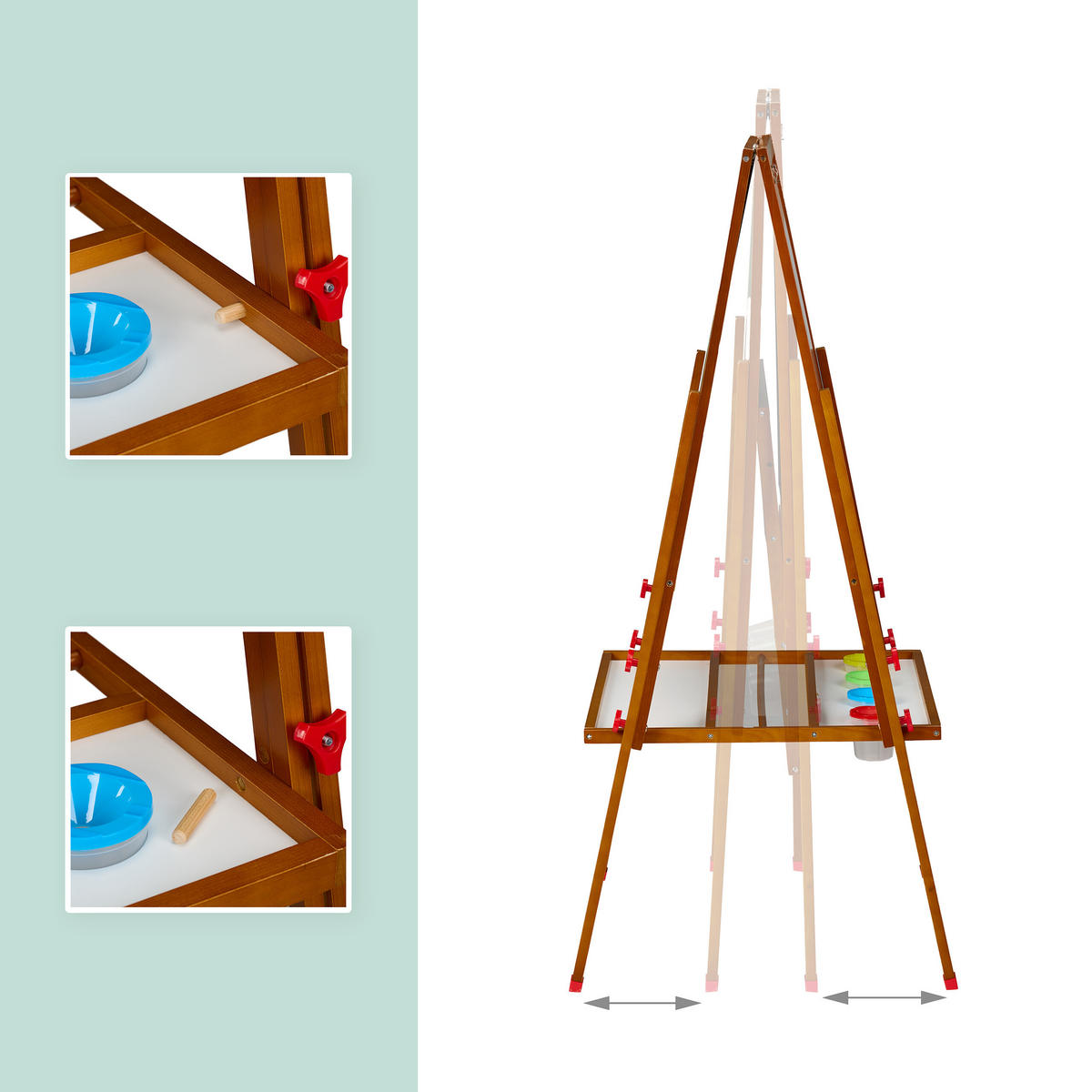 KINDERSTANDTAFEL - Multicolor, Holz/Holzwerkstoff (65/160/69cm) - Relaxdays