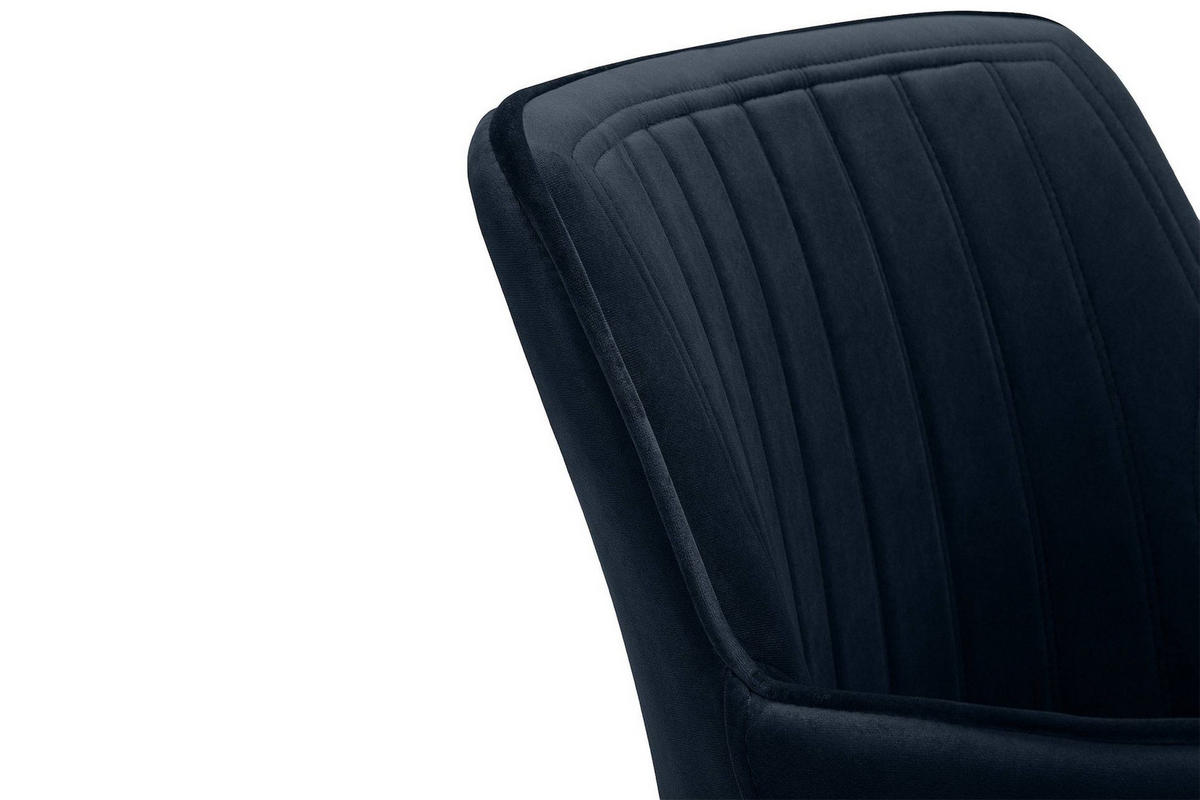 ESSZIMMERSTUHLE PYRUS 2-tlg Velours-Sitz, Dunkelblau/schwarz - Schwarz/Dunkelblau, Textil/Metall (56/84/46cm) - KONSIMO®