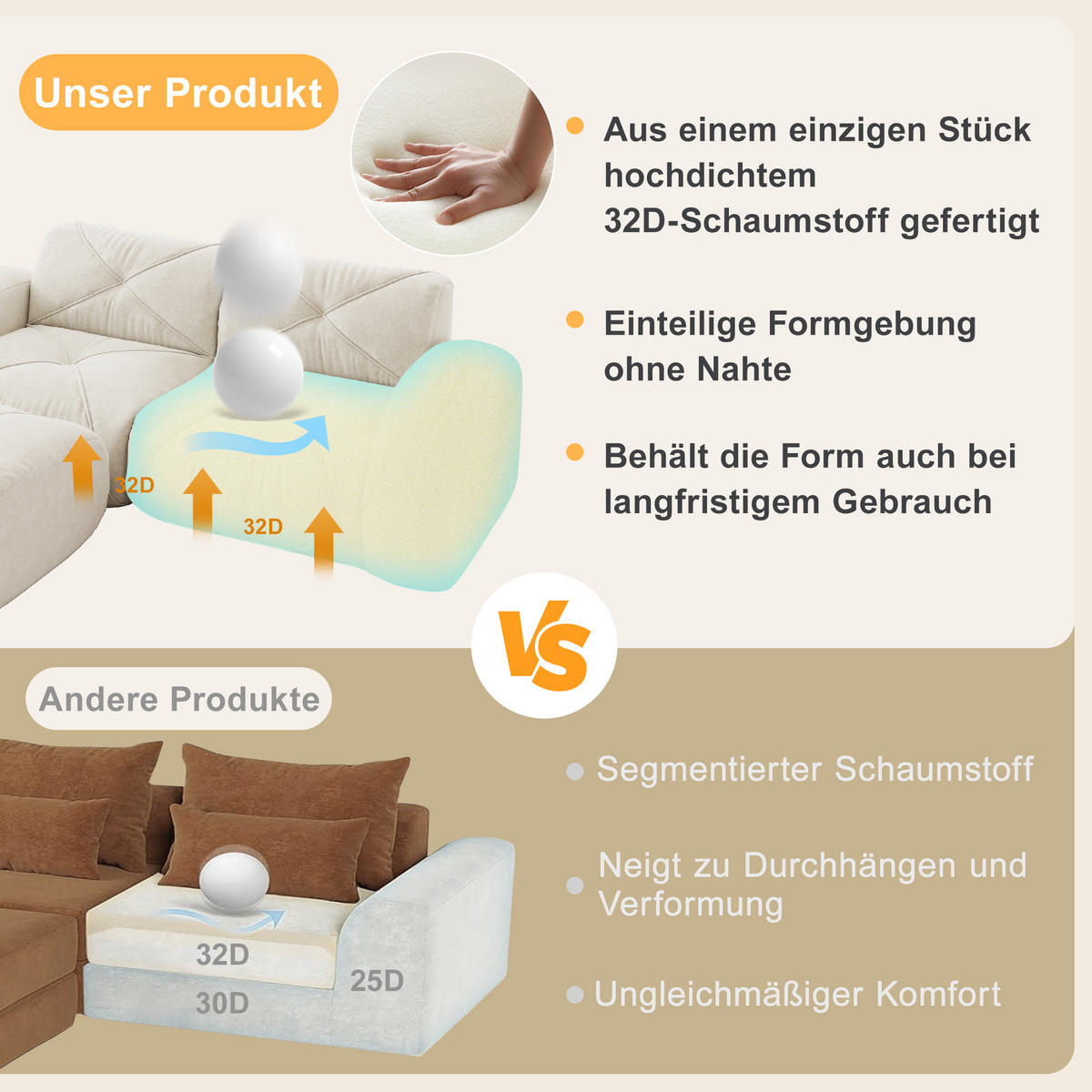 3-SITZER ECKSOFA Chenille Hellbeige mit Hocker - Weiß, Textil (281/171cm) - WISHDOR