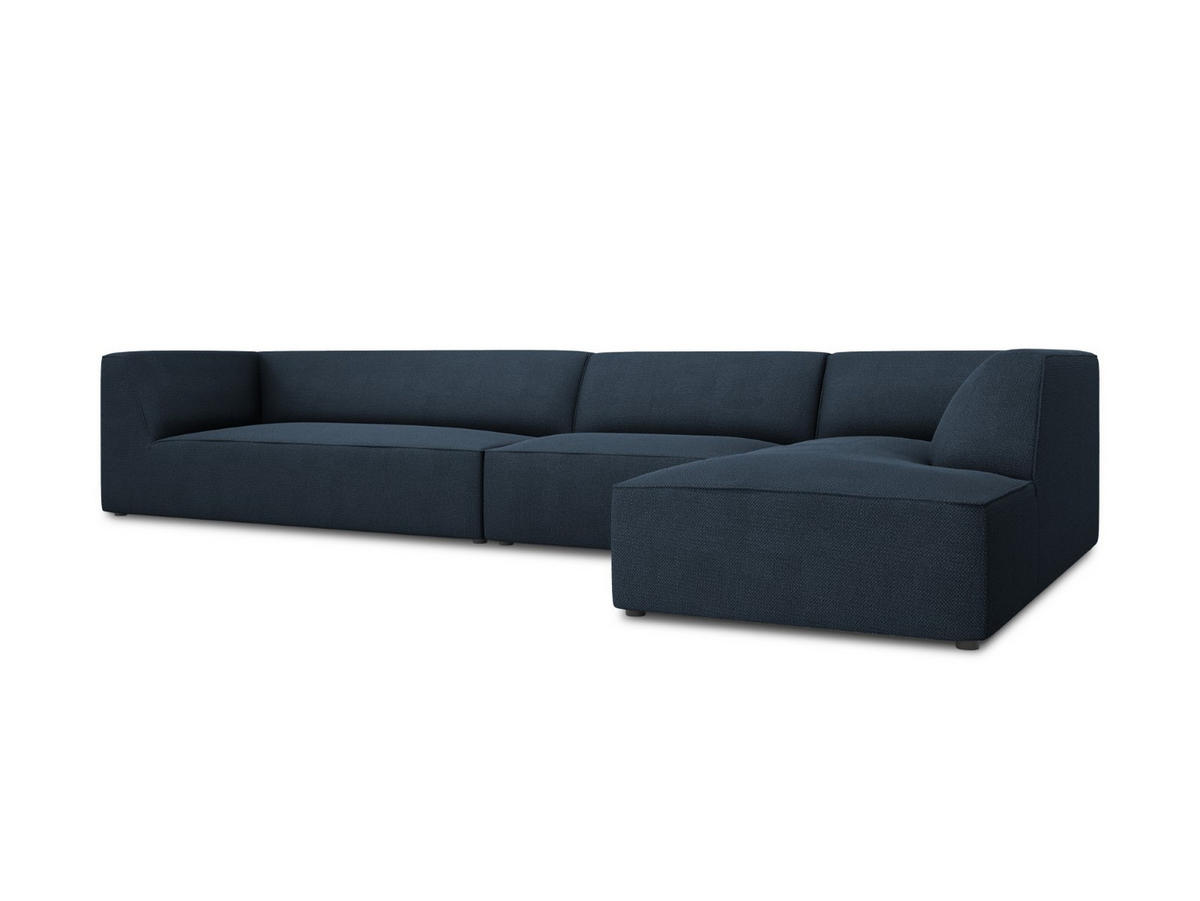 ECKSOFA rechts Ruby aus strukturiertem Stoff marineblau 5 Sitzplätze - Blau, Textil (180/366cm) - Micadoni