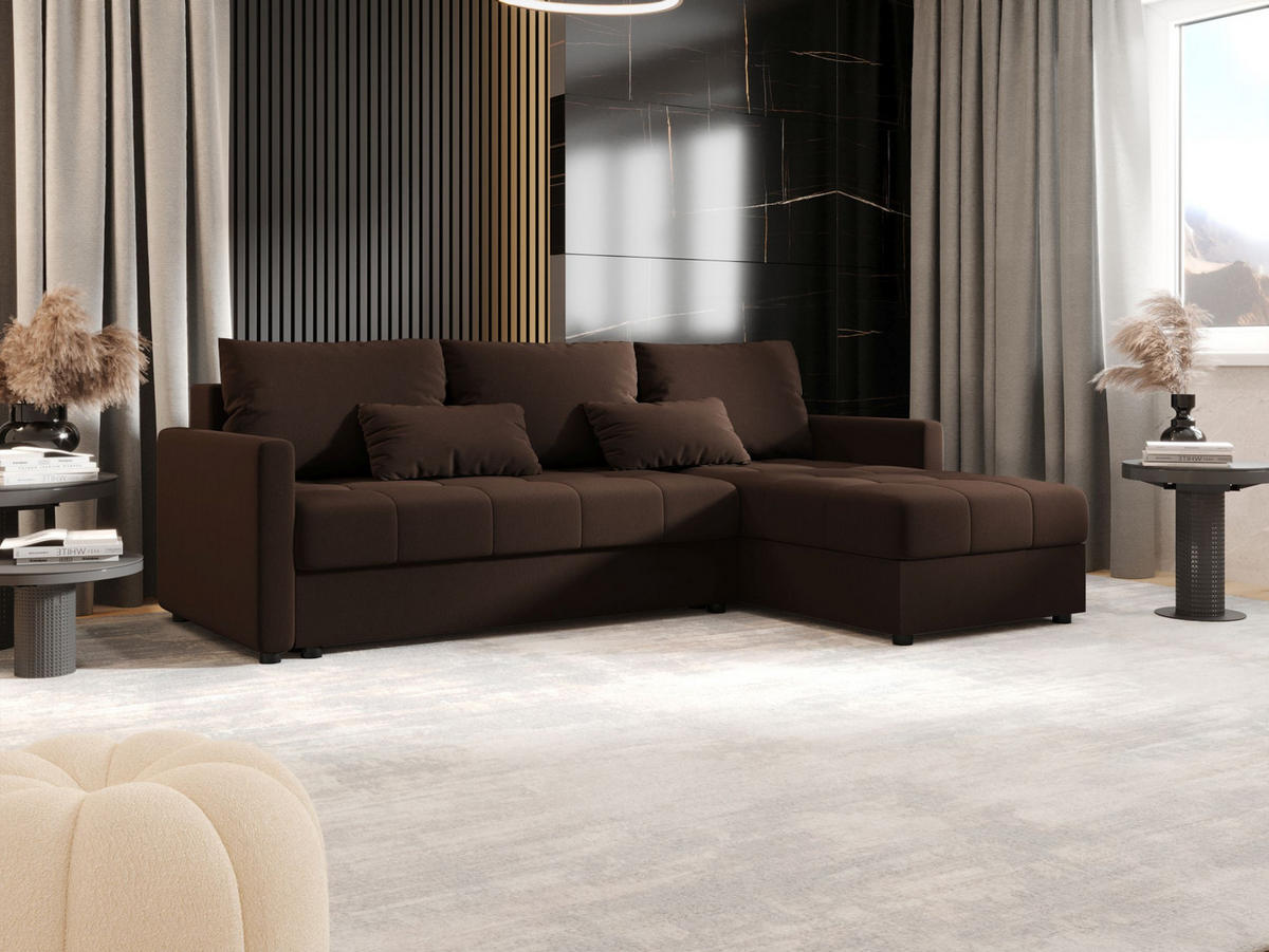 ECKSOFA MOS L BIS Cosmic 800 Rechts mit Schlaffunktion - Braun, Textil (220/143cm) - Bedante