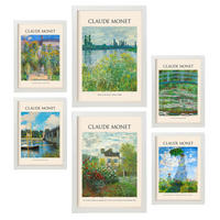 POSTER Set Mit 6 Monet Posterblatt 2 Malergalerie A3 & A4 Weißer Rahmen - Weiß, Papier (29/3cm) - Nacnic
