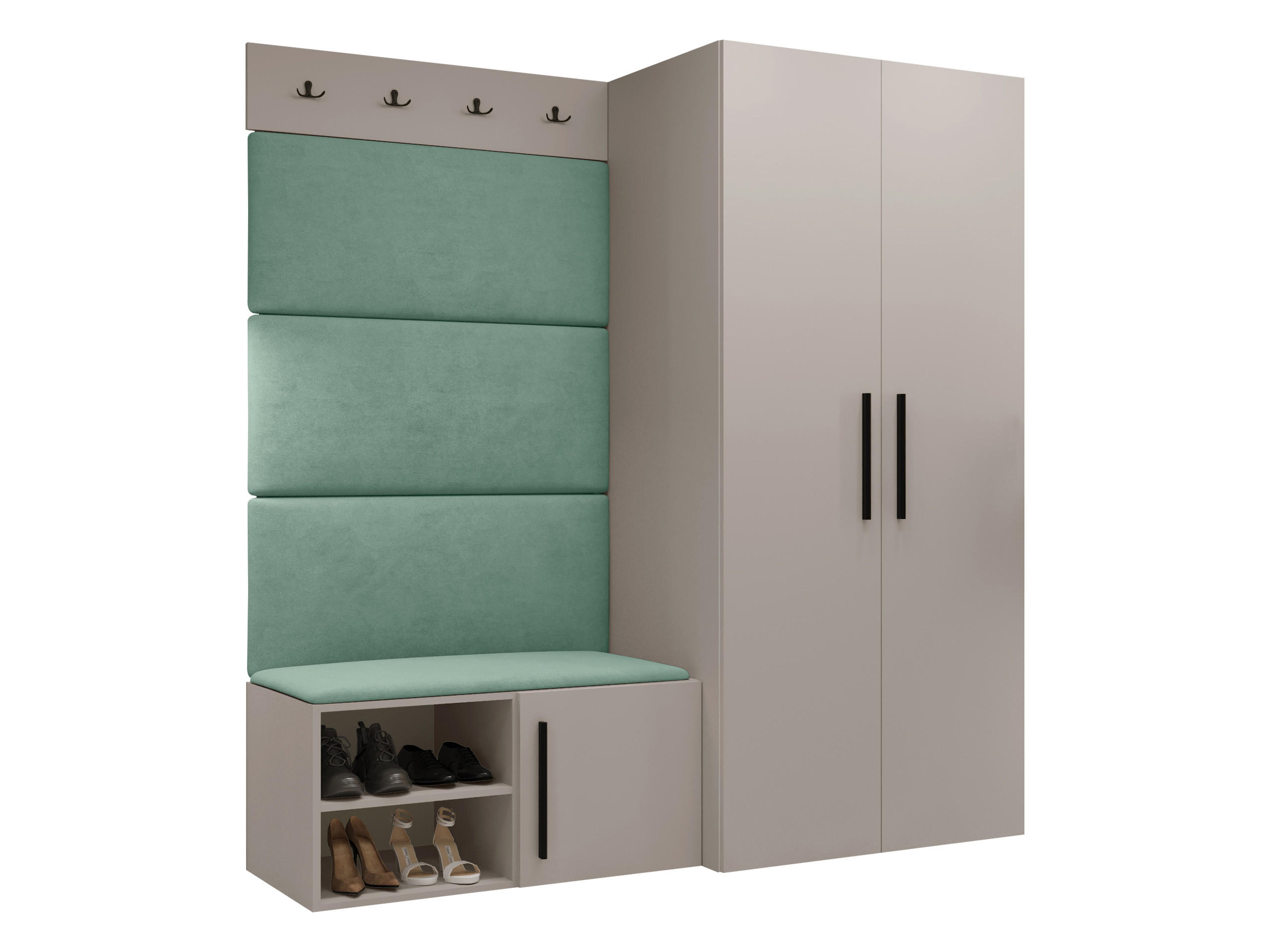 GARDEROBEN-SET Medi I - Kaschmir/Schwarz, Holzwerkstoff/Kunststoff (80/191/50cm) - MIRJAN24