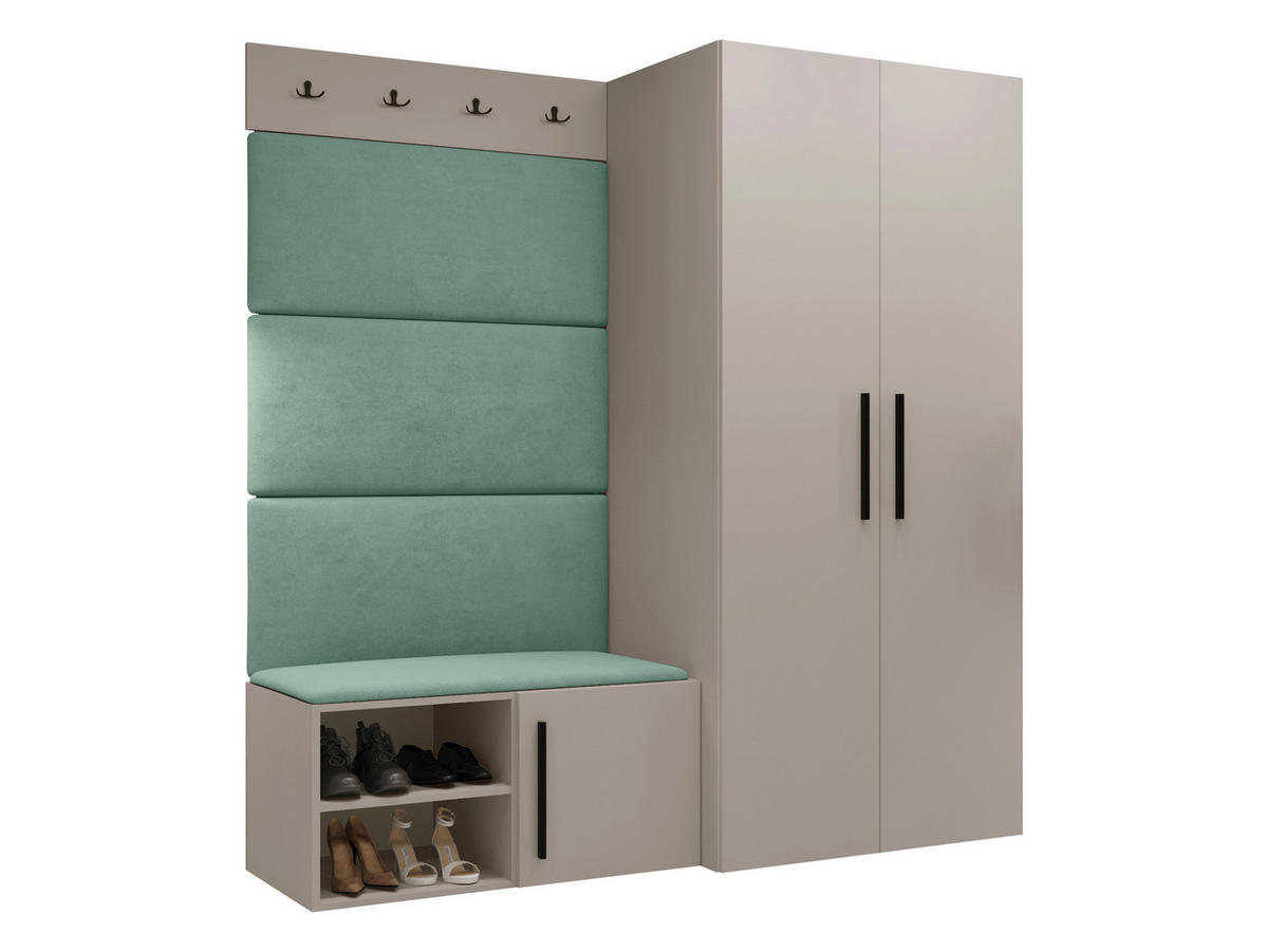 GARDEROBEN-SET Medi I - Kaschmir/Schwarz, Holzwerkstoff/Kunststoff (80/191/50cm) - MIRJAN24