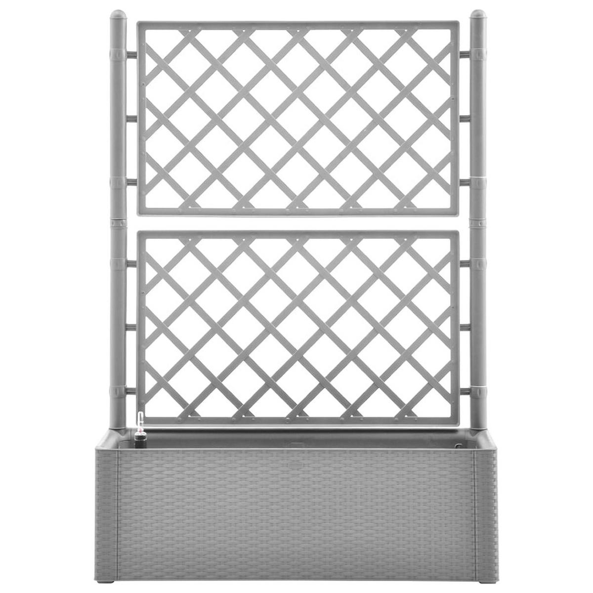 GARTEN-HOCHBEET mit Spalier und Selbstbewässerungssystem Grau - Grau, Holz (100/142/43cm) - furnicato