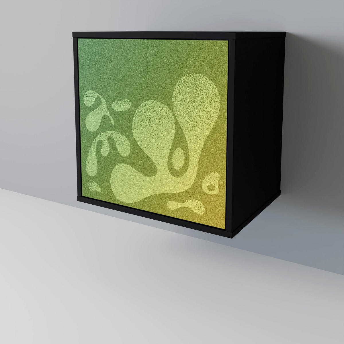 SIDEBOARD IRREGULAR BLUE, Schwarz, 57,5x42x75,5 cm, Goldfarbene Metallfüße - Goldfarben/Multicolor, Holzwerkstoff/Metall (57.5/75.5/42cm) - SpaceRebels